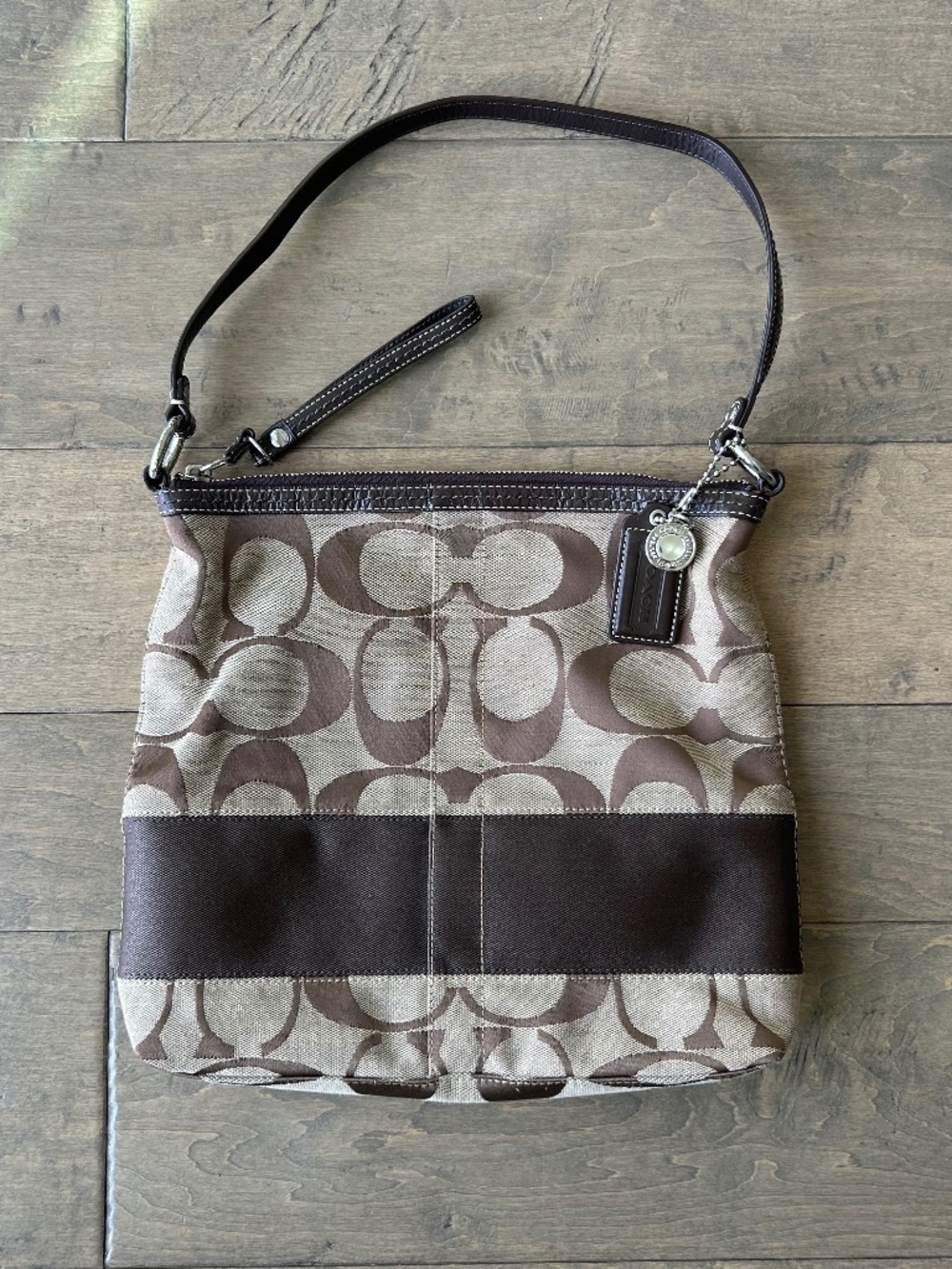 Vintage Brown Monogrammed Coach Shoulder Bag